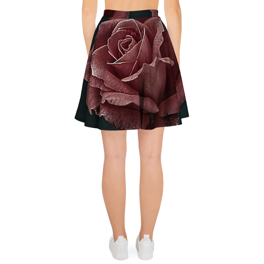 Dark Rose Print Long Sleeve Midi Dress | Moody Botanical All-Over Print - Imagen 4