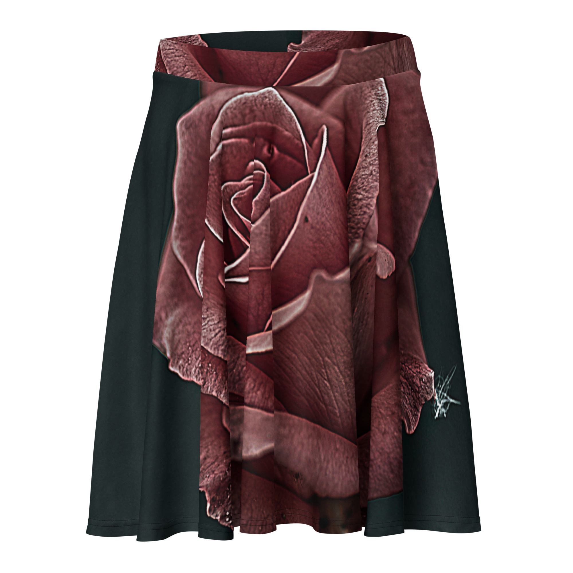 Dark Rose Print Long Sleeve Midi Dress | Moody Botanical All-Over Print - Imagen 2